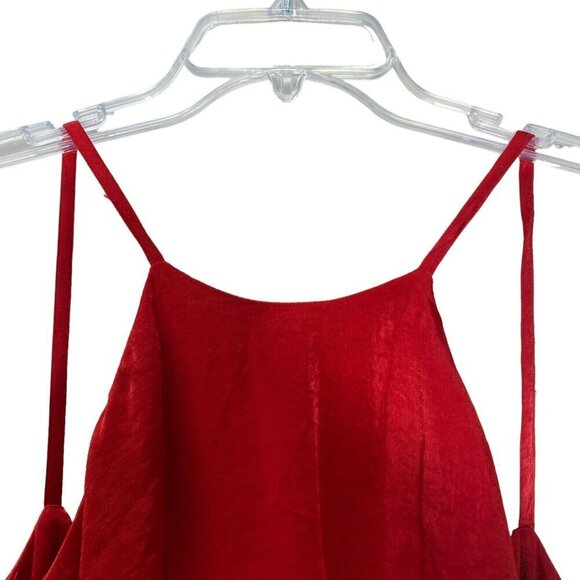 Zara  Red Jumpsuite Sleeveless Spaghetti Straps Tie Back Romper Medium - Picture 5 of 16